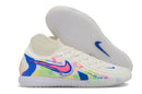 Chuteira Futsal Nike Phantom Luna IC - Branca, Azul e Rosa "Socal Pack" confortável e estilosa para jogar.