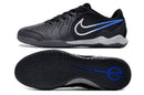 Chuteira Futsal Tiempo 10 Legend Elite IC Preta e Azul, ideal para jogadores exigentes em campo