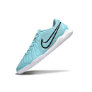 Chuteira Futsal Tiempo 10 Legend Elite IC Azul em azul e branco, ideal para jogos em quadra.