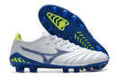 Chuteira Mizuno Morelia Neo 3 FG Azul com design em azul vibrante e tecnologia para controle em campo.