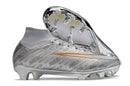Chuteira Nike Air Zoom Mercurial FG Superfly IX Elite FG - Entrega Imediata, design prateado e detalhes em laranja.