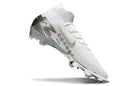 Chuteira Nike Air Zoom Mercurial Superfly 10 Edição Especial Elite FG - Banca e Prata com design elegante em branco e prata.