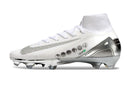 Chuteira Nike Air Zoom Mercurial Superfly 10 Edição Especial Elite FG - Banca e Prata lateral em branco e prata