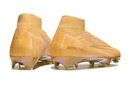 Chuteira Nike Air Zoom Mercurial Superfly 10 Elite FG Amarela em perspectiva traseira, destacando design e tecnologia.