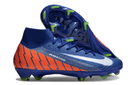 Chuteira Nike Air Zoom Mercurial Superfly 10 Elite FG Azul e Laranja vista lateral e superior