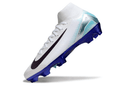 Chuteira Nike Air Zoom Mercurial Superfly 10 Edição Especial Elite FG - Branca e Azul com design aerodinâmico