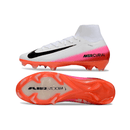 Chuteira Nike Air Zoom Mercurial Superfly 10 Elite FG Branca e Laranja com sola Air Zoom.