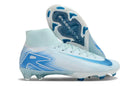 Chuteira Nike Air Zoom Mercurial Superfly 10 Elite FG com design azul e sola em destaque.