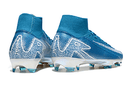 Chuteira Nike Air Zoom Mercurial Superfly 10 Elite FG em azul, com design moderno e sola FG para aderência em campo.