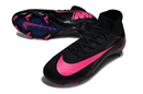 Chuteira Nike Air Zoom Mercurial Superfly 10 Elite FG Preta e Rosa com design moderno e tecnologia de amortecimento.