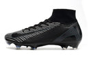 Chuteira Nike Air Zoom Mercurial Superfly 10 Elite FG em preto e cinza, ideal para velocidade e controle em campo.