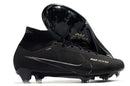 Chuteira Nike Air Zoom Mercurial Superfly 9 Elite FG em preto com tecnologia de amortecimento.