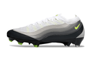 Chuteira Nike AIR Zoom Mercurial Vapor 16 Elite AIR MAX 95 FG - Branca e Preta lateral com detalhes em cinza e verde.