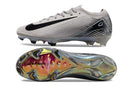 Chuteira Nike Air Zoom Mercurial Vapor 16 Edição Especial Elite FG Cinza e Preta com design premium e tecnologia avançada.