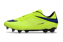 Chuteira Nike Hypervenom Elite FG - Verde e Azul vista lateral, design aerodinâmico para desempenho em campo.
