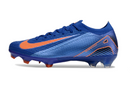 Chuteira Nike Mercurial Air Zoom Vapor 16 Elite FG Azul e Laranja lateral com design vibrante
