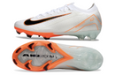 Chuteira Nike Mercurial Air Zoom Vapor 16 Elite FG Branca e Laranja com design elegante e tecnologia avançada.