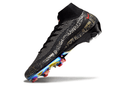 Chuteira Nike Mercurial Superfly 10 Air Max 95 Elite FG - Preto em destaque, mostrando seu design inovador e desempenho.