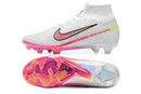 Chuteira Nike Mercurial superfly 9 Air Zoom Ultra FG Branca e Rosa com design sofisticado e tecnologia Air Zoom.