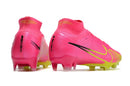 Chuteira Nike Mercurial superfly 9 Air Zoom Ultra FG Rosa e Verde com design vibrante e alta performance.