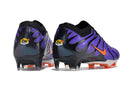 Chuteira Nike Mercurial Vapor 15 Air TN FG Roxa, Preto e Laranja, vista traseira com detalhes em roxo e laranja.