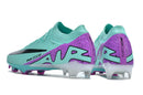 Chuteira Nike Mercurial Vapor 15 Air Zoom FG Azul Oceano e Roxa - design traseiro, tecnologia Air Zoom.
