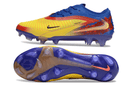 Chuteira Nike Phantom 6 Edição Especial Haaland Elite  FG - Azul, Amarela e Vermelha com design dinâmico e tecnologia avançada.