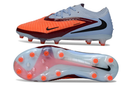 Chuteira Nike Phantom 6 Elite AG Vermelha e Azul - Scarry Good Pack em detalhes, vista superior e inferior para destacar design dinâmico.
