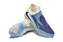 Chuteira Nike Phantom 6 Elite DF FG - Branca e Azul - Pack Fear Nothing com design moderno e tecnologia de ajuste.