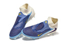 Chuteira Nike Phantom 6 Elite DF FG - Branca e Azul - Pack Fear Nothing, design moderno para performance absoluta.
