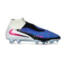 Chuteira Nike Phantom 6 Elite FG Azul Attack Pack vista lateral, design moderno e vibrante para futebol.