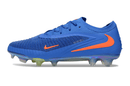 Chuteira Nike Phantom 6 Elite FG - Azul e Laranja, design arrojado e tração excepcional para futebol.