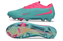 Chuteira Nike Phantom 6 Elite FG - Azul e Rosa, calçado de futebol com design arrojado e tecnologia avançada.