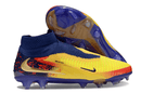 Chuteira Nike Phantom 6 Elite Edição Especial Haaland FG - Azul, Amarela e Vermelha, modelo inovador para jogadores.