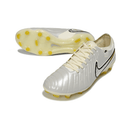 Chuteira Nike Tiempo 10 Elite FG Prateada com design moderno e sofisticado para futebol.