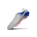 Chuteira Nike Tiempo 10 Elite FG Prata e Azul "United Pack" em destaque com design moderno e inovador.