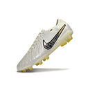Chuteira Nike Tiempo 10 Elite FG Prateada com design sofisticado e moderno em fundo branco.