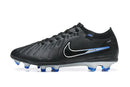 Chuteira Nike Tiempo Legend 10 FG - Preta e Azul - Pack Shadow com detalhes em azul e sola azul para futebol.