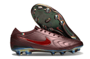 Chuteira Nike Tiempo Legend X Elite FG Preta com design premium e detalhes em vermelho e azul.