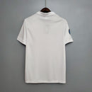 Camisolas Napoli Away 87/88 Retro vista traseira em tecido branco, ideal para fãs do time.