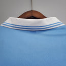 Camisolas Napoli Home 86/87 Retro, vista da trás, mostrando o colarinho branco e detalhes em azul.