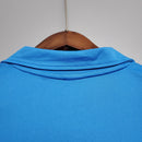 Camisolas Napoli Home 87/88 Retro vista das costas em cor azul, pendurada em cabide.