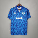 Camisolas Napoli Home 91/92 Retro, camiseta de futebol azul com detalhe em design gráfico.