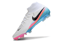 Nike Phantom Luna Elite FG - Branca, Rosa, Laranja e Azul com design elegante e tecnologia avançada para futebol.