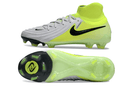 Nike Phantom Luna Elite NU FG Verde e Cinza, chuteiras de futebol em cinza e amarelo com design inovador.
