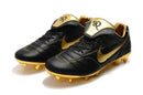 Nike Tiempo Legend 7 R10 FG Preta e Dourado - bota de futebol em preto e dourado com design elegante.