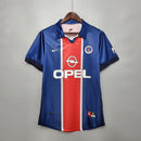 PSG Home 98/99 Retro Azul e Vermelho, camiseta do Paris Saint-Germain, estilo clássico e nostálgico.