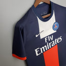 Camisa PSG Home 13/14 Retro Azul Olympic com logo e detalhes da Nike e Emirates.